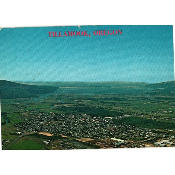 Vintage Tillamook Oregon Postcard West Coast Scenic Collectors Aerial - Picture 1 of 2
